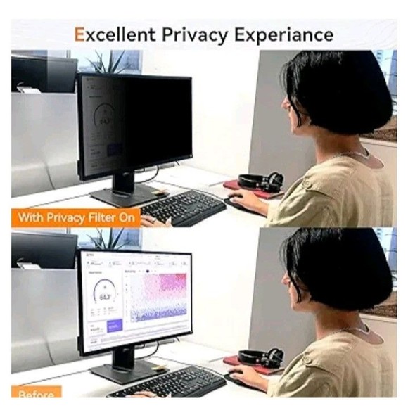 2 Pack 22-in Computer Privacy Screen for 16:10 Anti Glare Blue Light Protection - Picture 2 of 10